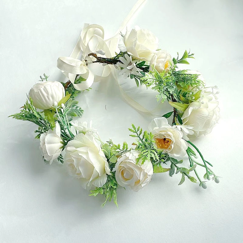 Floral Wedding Crown Photograph Artificial White Flower Head Wreath